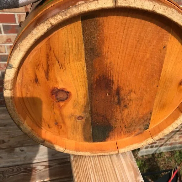 Handcrafted Mid Century Basket Bucket Made of Wood Staves Excellent Condition - Picture 5 of 10